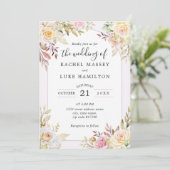 Champagne Rozen Chic Wedding Invitation Kaart (Staand voorkant)