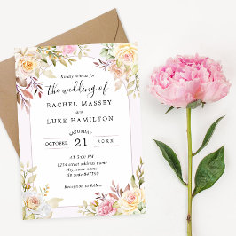 Champagne Rozen Chic Wedding Invitation Kaart