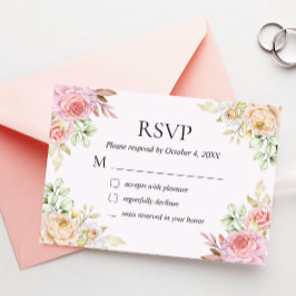Champagne Rozen Chic Wedding RSVP Kaart