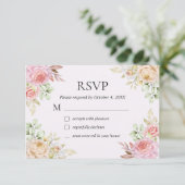 Champagne Rozen Chic Wedding RSVP Kaart (Staand voorkant)