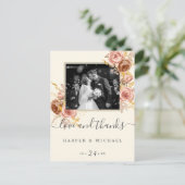 Champagne rozen foto bruiloft bedankt briefkaart (Staand voorkant)