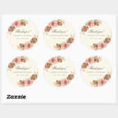 champagne rozen iory blush roze bruiloft bedankt ronde sticker (Vel)