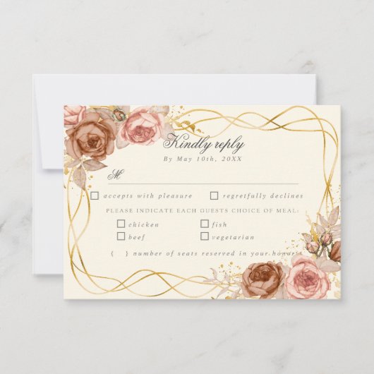 champagne-rozen RSVP-keuzen RSVP Kaartje (Voorkant)