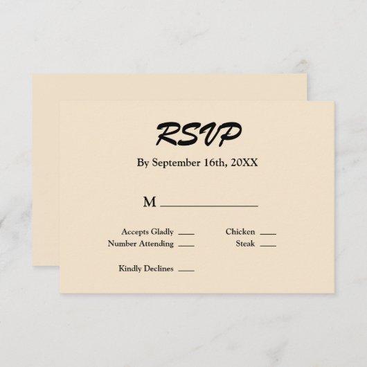 Champagne RSVP-kaart RSVP Kaartje (Voorkant / Achterkant)