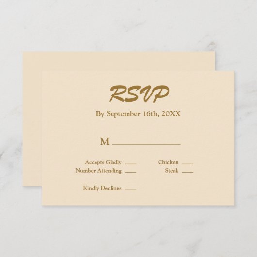Champagne RSVP-kaart RSVP Kaartje (Voorkant / Achterkant)