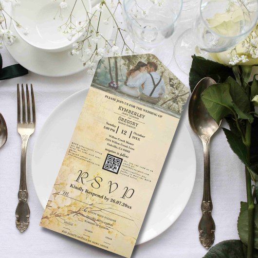 Champagne Sakura Kersenbloesem Foto QR Code All In One Uitnodiging