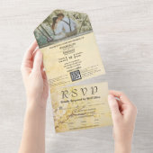 Champagne Sakura Kersenbloesem Foto QR Code All In One Uitnodiging (Afscheurbaar)