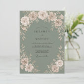 Champagne Salie Ranunculus Eucalyptus Bruiloft Kaart (Staand voorkant)