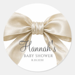 Champagne Satijnen Strik Baby Meisje Borrel Ronde Sticker