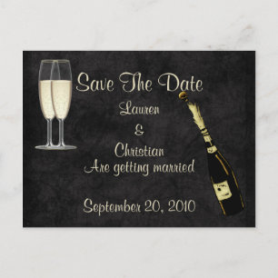 Champagne Save the Date (zwart) Aankondigingskaart