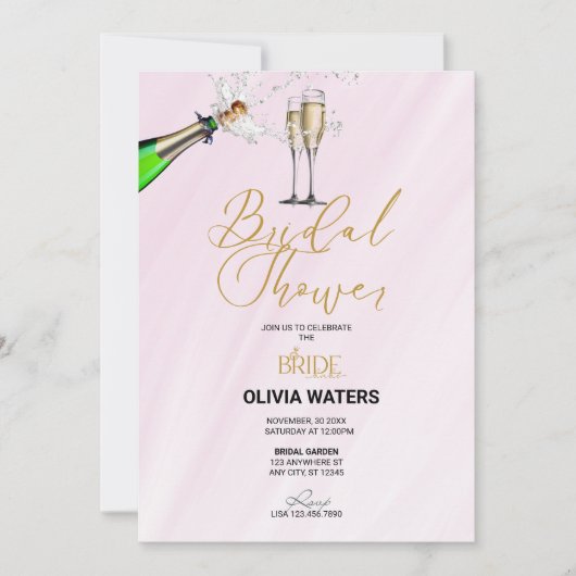 Champagne | Script Bruidsfeest  Kaart (Voorkant)