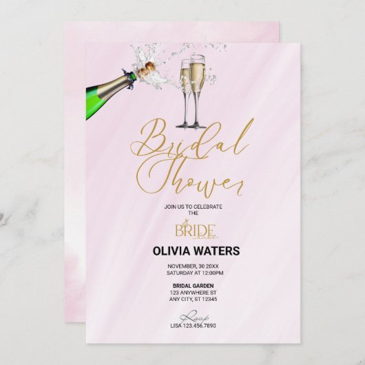 Champagne | Script-Vrijgezellenfeest Kaart (Voorkant / Achterkant)