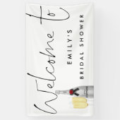 Champagne Script Wit Welkom Vrijgezellenfeest Spandoek (Verticaal)