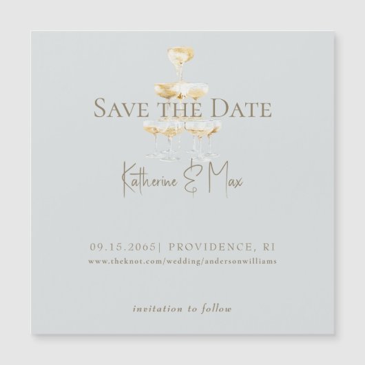 Champagne Seafoam Wedding Save the Date Magnetic (Voorkant)