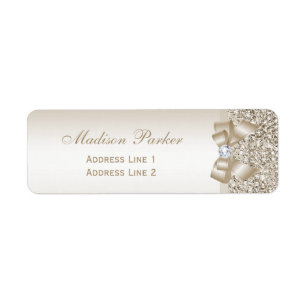 Champagne Sequins Bow Ribbon Diamond Etiket