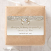Champagne Sequins Bow Ribbon Diamond Favor Etiket (Insitu)