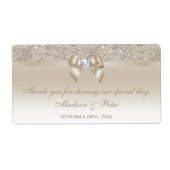 Champagne Sequins Bow Ribbon Diamond Favor Etiket (Voorkant)
