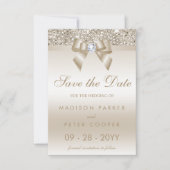 Champagne Sequins Diamond Bow Sla de datum Save The Date (Voorkant)