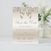 Champagne Sequins Diamond Bow Sla de datum Save The Date (Staand voorkant)