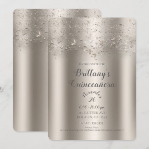Champagne Shimmer Flutter Vlinder Quinceañera Kaart