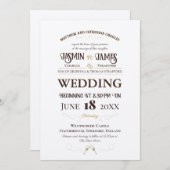 Champagne Shimmer Heritage Font Wedding Kaart (Voorkant / Achterkant)