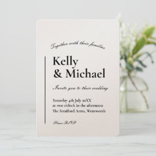 Champagne Shimmer Typography Wedding Kaart