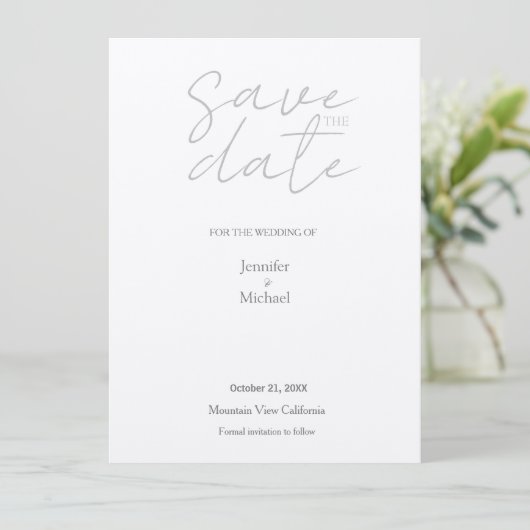 Champagne Shimmer Wedding minimalist Modern Plain Save The Date (Staand voorkant)