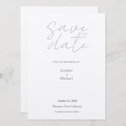 Champagne Shimmer Wedding minimalist Modern Plain Save The Date (Voorkant / Achterkant)