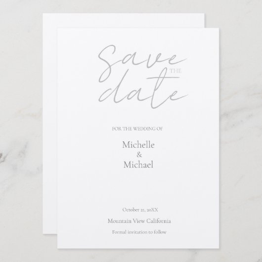 Champagne Shimmer Wedding minimalist Modern Save The Date (Voorkant / Achterkant)