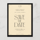 Champagne Silk Cream Art deco Save The Date  Briefkaart (Voorkant)