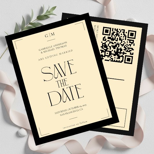 Champagne Silk Cream Art deco Save The Date  Briefkaart