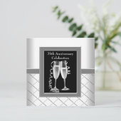 Champagne Silver 25th Wedding Jubileum Party Kaart (Staand voorkant)