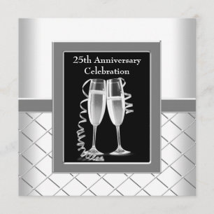Champagne Silver 25th Wedding Jubileum Party Kaart
