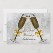 Champagne Silver Glamour 40ste verjaardag Kaart (Voorkant)