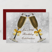 Champagne Silver Glamour 40ste verjaardag Kaart (Voorkant / Achterkant)