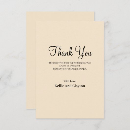 Champagne Simple Weddenschap Hartelijk dank Bedankkaart (Voorkant / Achterkant)