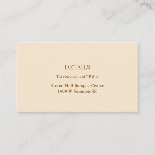 Champagne Simple Wedding Details Enclosure Card Informatiekaartje (Voorkant)