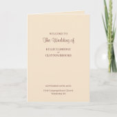 Champagne Simple Wedding Folded Programme Programma (Voorkant)