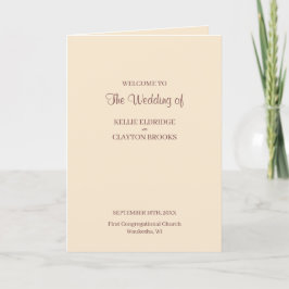 Champagne Simple Wedding Folded Programme Programma