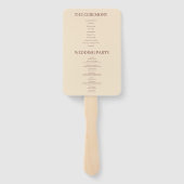 Champagne Simple Wedding Program Hand Fan Handwaaier (Achterkant)