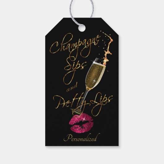 Champagne Sips and  Lips Cadeaulabel (Achterkant)