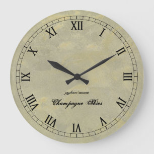 Champagne Skies Roman Numerals Wallklok Grote Klok