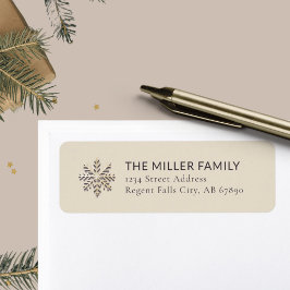 Champagne sneeuwvlok licht adreslabel etiket