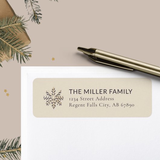 Champagne sneeuwvlok licht adreslabel etiket