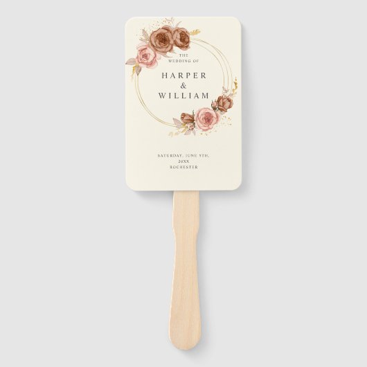 champagne soft roze goudbruin handwaaier (Voorkant)