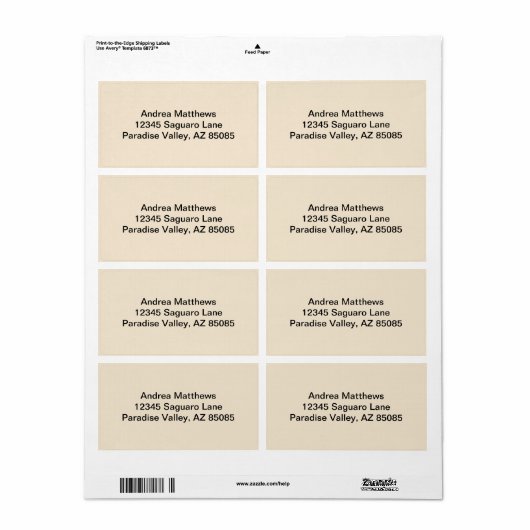 Champagne Solid Color Etiket (Full Sheet)