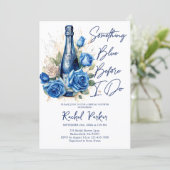 Champagne Something Blue Bloemige Bruids-Shower Kaart (Staand voorkant)