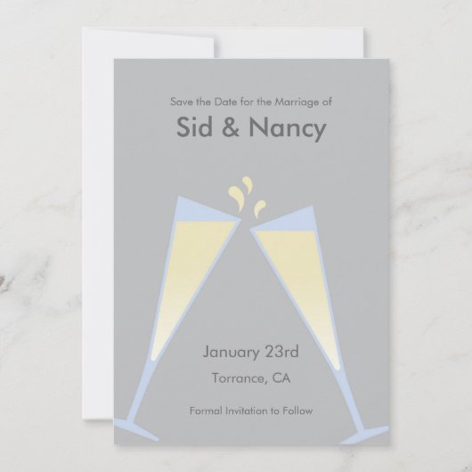 Champagne Sparen de Uitnodiging van de Datum (Voorkant)