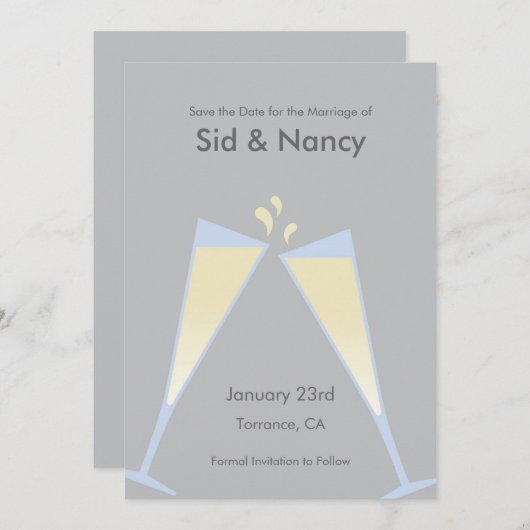 Champagne Sparen de Uitnodiging van de Datum (Voorkant / Achterkant)