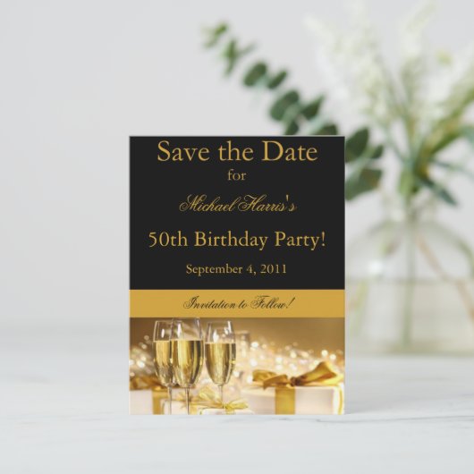 Champagne Sparen de Uitnodiging van de Datum (Staand voorkant)